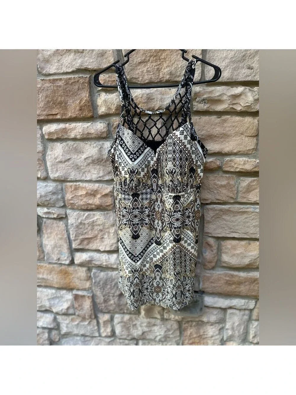 Swimsuits For All - Beaded Macrame Swim Dress One Piece V Neckline Almost New 18
